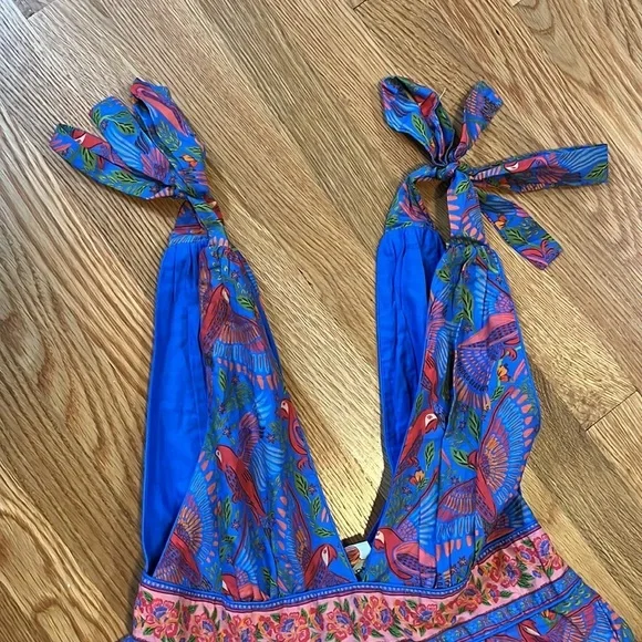 Farm Rio Size Small Blue Macaw Flight Midi Dress Tiered Size Medium NWT - Picture 13 of 16